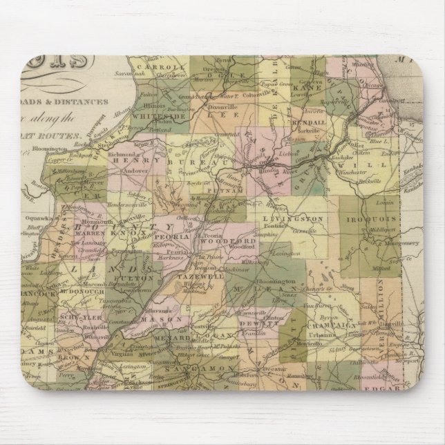 Alfombrilla De Ratón Nuevo Mapa De Illinois 2 (Frente)