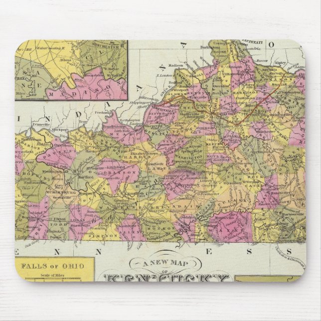 Alfombrilla De Ratón Nuevo Mapa De Kentucky (Frente)