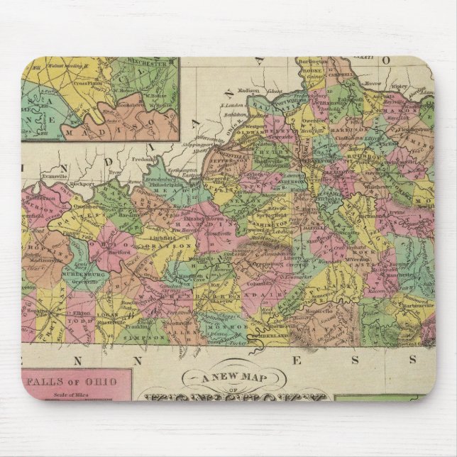 Alfombrilla De Ratón Nuevo Mapa De Kentucky (Frente)