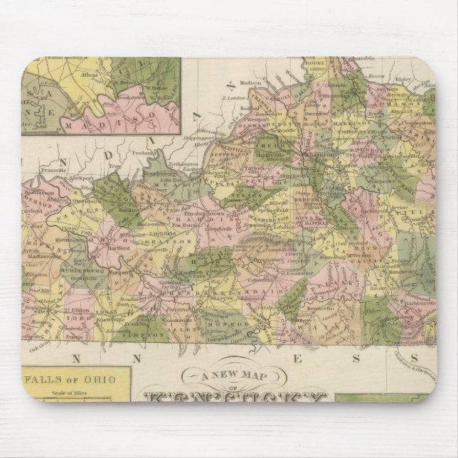 Alfombrilla De Ratón Nuevo Mapa De Kentucky 2 (Frente)