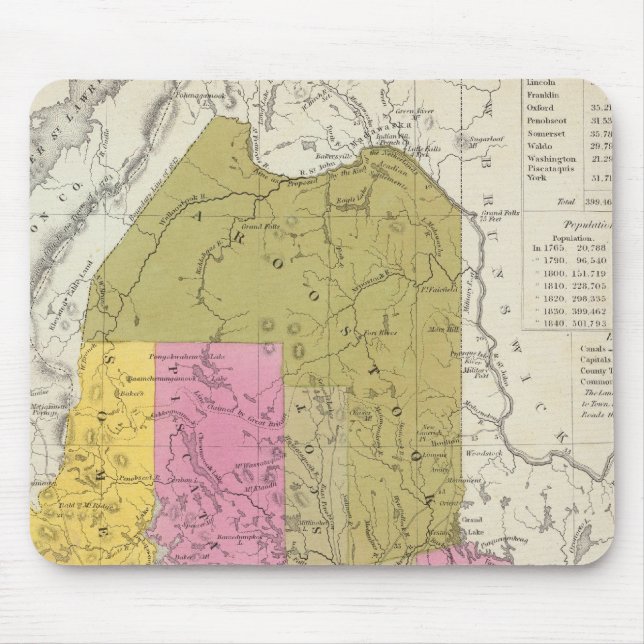 Alfombrilla De Ratón Nuevo mapa de Maine 2 (Frente)