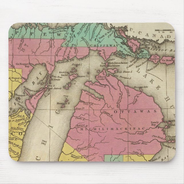 Alfombrilla De Ratón Nuevo Mapa De Michigan (Frente)