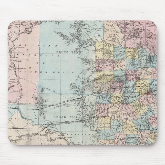 Alfombrilla De Ratón Nuevo mapa del estado de Texas de Richardson (Frente)