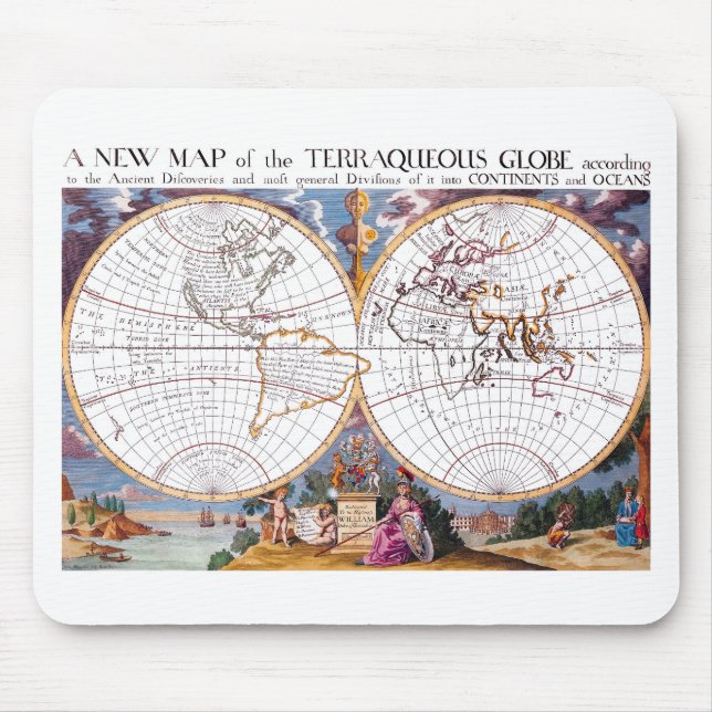 Alfombrilla De Ratón Nuevo Mapa Del Terraqueoso Mousepad De Globe (Frente)