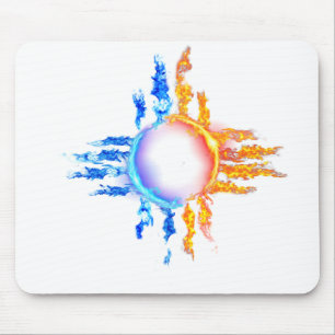 Alfombrilla De Ratón Nuevo México Zia símbolo en llamas rojas y azules