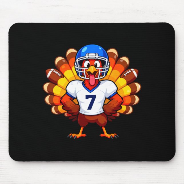 Alfombrilla De Ratón Number 7 Funny Thanksgiving Football Turkey Men Wo (Frente)