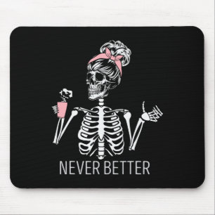 Alfombrilla De Ratón Nunca mejor esqueleto beber café Halloween Co