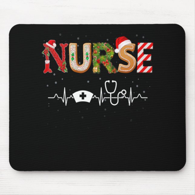 Alfombrilla De Ratón Nurse Hat Heartbeat Xmas Santa Claus Snow Christma (Frente)