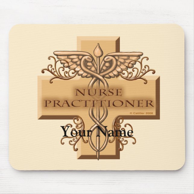 Alfombrilla De Ratón Nurse Practitioner Caduceus custom name mouse pad (Frente)