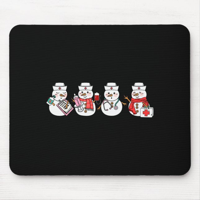 Alfombrilla De Ratón Nurse Snowman Squad Nursing Rn Registered Funny Ch (Frente)