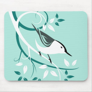 Alfombrilla De Ratón Nuthatch estilizado en árbol
