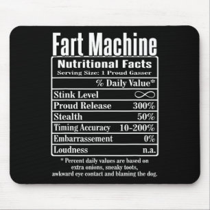 Alfombrilla De Ratón Nutrion Facts Fart Machine Dad Chistes Graciosos F