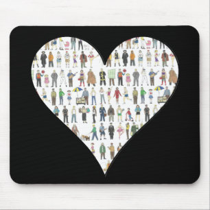 Alfombrilla De Ratón NYC Black Heart New York City People Mousepad