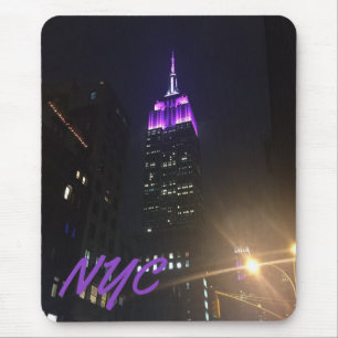 Alfombrilla De Ratón NYC Rascacielos Purple Empire State Building Night