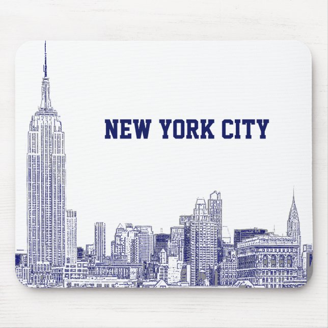 Alfombrilla De Ratón NYC Skyline Etched 01 Blue (Frente)