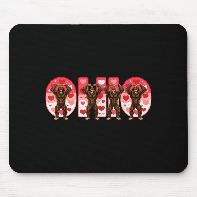 Alfombrilla De Ratón O-h-i-o Funny Bigfoot Ohio In Midwestern Valentine (Frente)