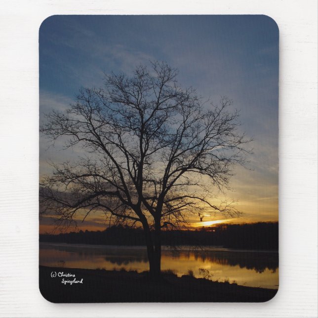 Alfombrilla De Ratón Oak Tree Lake Sunrise Mousepad (Frente)