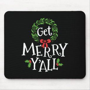 Alfombrilla De Ratón Obtén Merry Y'all Southern Slang Texas Xmas Family