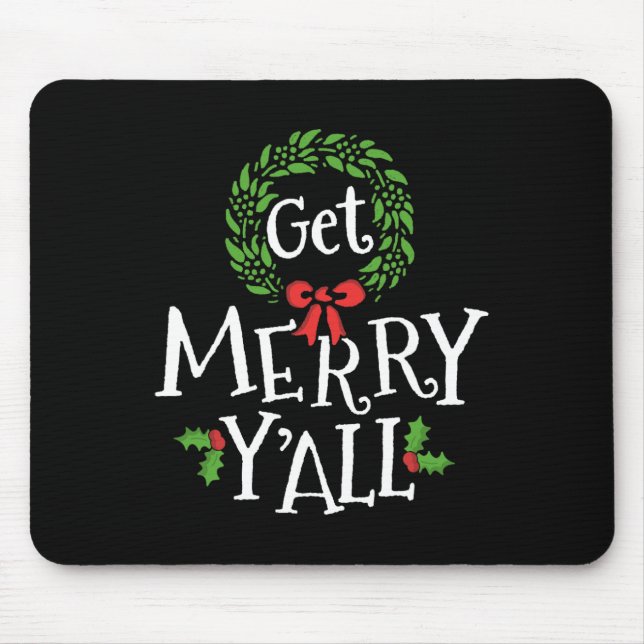 Alfombrilla De Ratón Obtén Merry Y'all Southern Slang Texas Xmas Family (Frente)