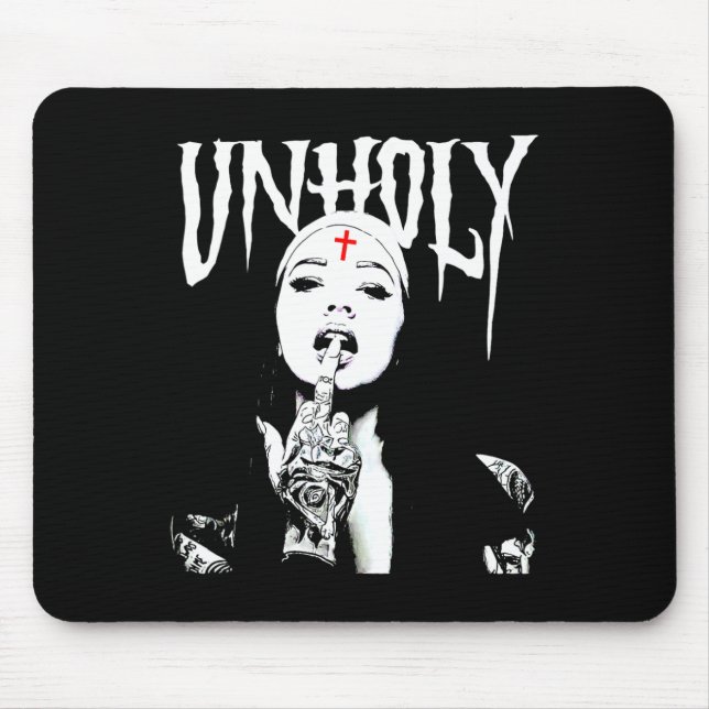 Alfombrilla De Ratón Occult Gothic Oscuro Satanic Nun Tattoos Nun Unsan (Frente)