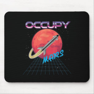 Alfombrilla De Ratón Occupy Mars Space Rocket Synthwave Outrun Retro