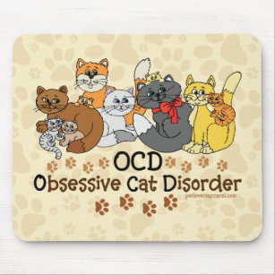 Alfombrilla De Ratón OCD Obsessive Cat Disorder Funny