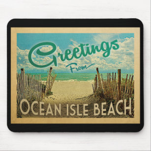 Alfombrilla De Ratón Ocean Isle Beach Vintage Travel