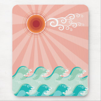 Alfombrilla De Ratón Océano de playa de verano de Sun Aqua rosa tropica
