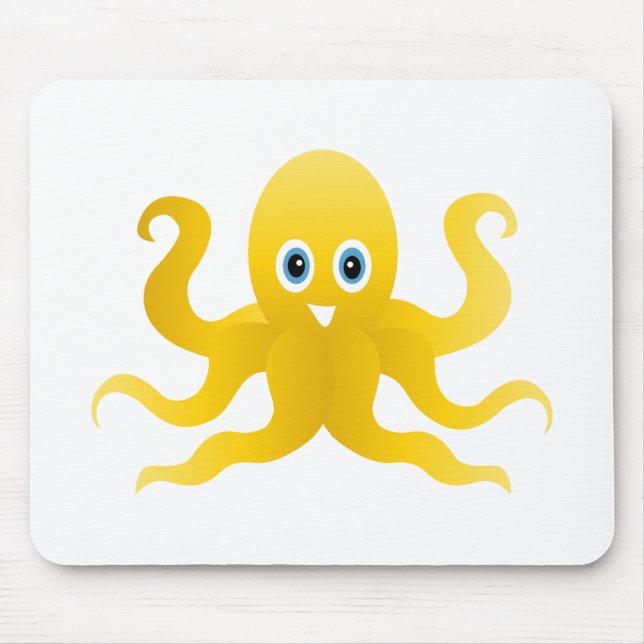 Alfombrilla De Ratón Octopi amarillo divertido (Frente)
