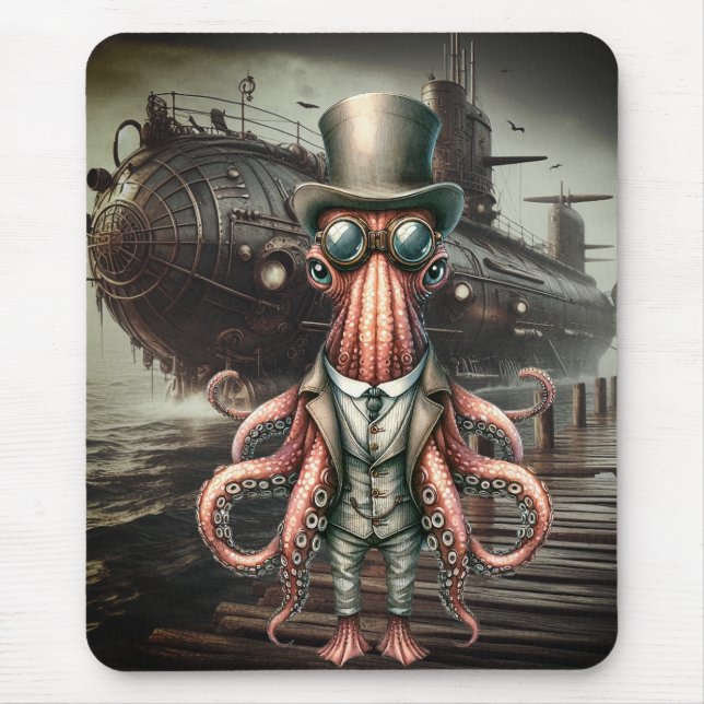 Alfombrilla De Ratón Octopus steampunk (Frente)