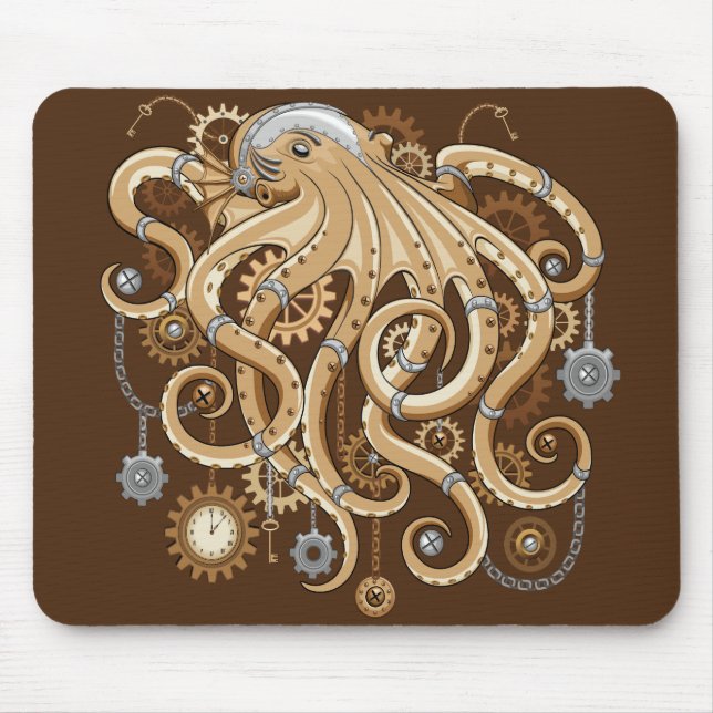 Alfombrilla De Ratón Octopus Steampunk Surreal Retro Style Machine (Frente)