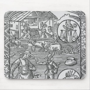 Alfombrilla De Ratón Octubre, siembra, arando y trillando,