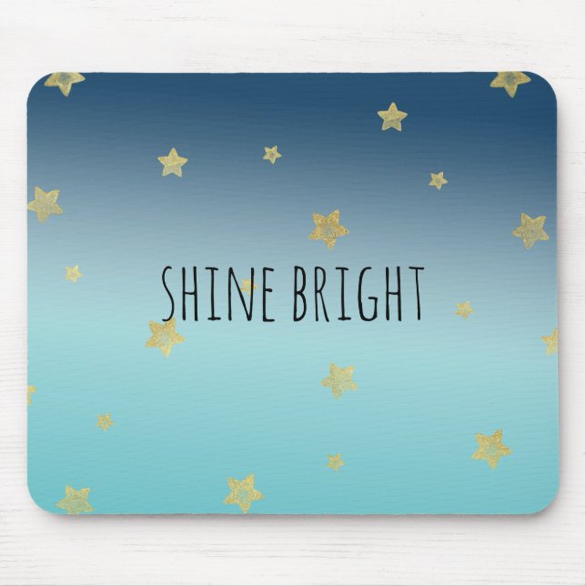 Alfombrilla De Ratón Oferta personalizada de Gold Stars Aqua Blue Ombre (Frente)