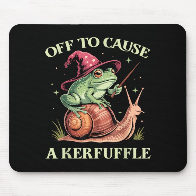 Alfombrilla De Ratón Off To Cause A Kerfuffle Whimsical Wizard Frog Mem (Frente)