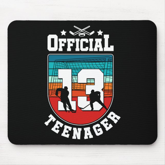 Alfombrilla De Ratón Official Teenager 13th Birthday 13 Year Boy Hockey (Frente)