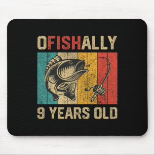 Alfombrilla De Ratón Oficialmente 9 Años Cumpleaños Divertido Pesca Pes