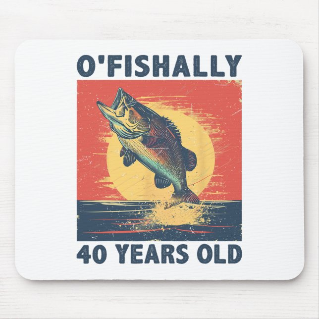 Alfombrilla De Ratón Ofishally 40 Years Old 1985 Fishing Fisherman 40th (Frente)