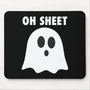 Alfombrilla De Ratón Oh Sheet - Humorístico Ghost Pun Oh Sheet M