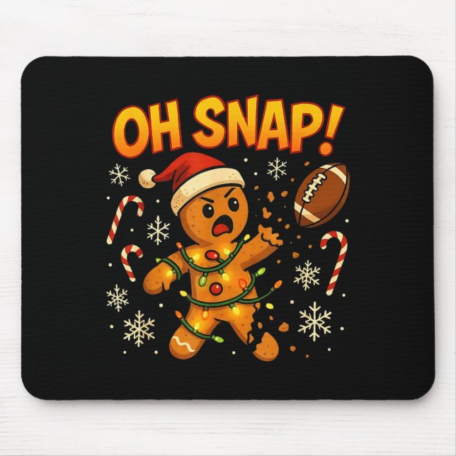 Alfombrilla De Ratón Oh Snap Funny Gingerbread Football Christmas Light (Frente)