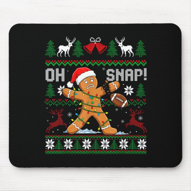 Alfombrilla De Ratón Oh Snap Funny Gingerbread Man Football Christmas P (Frente)