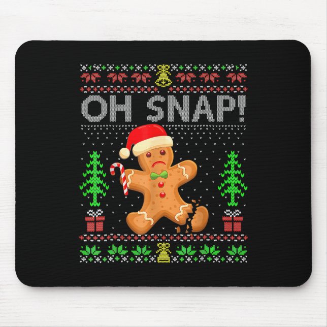 Alfombrilla De Ratón Oh Snap Gingerbread Man Navidades Xmas Feo Holida (Frente)