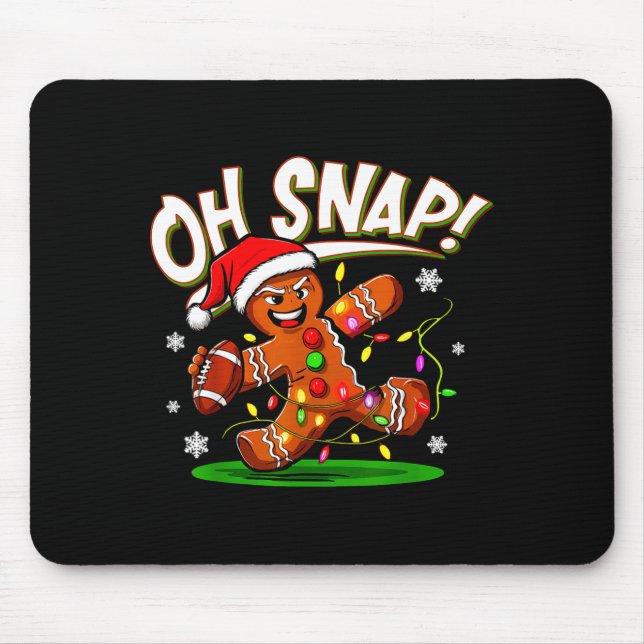 Alfombrilla De Ratón Oh Snap Gingerbread Man Santa Football Funny Chris (Frente)