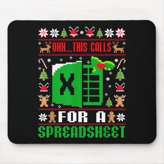 Alfombrilla De Ratón Oh This Calls For A Spreadsheet Christmas Sweater  (Frente)