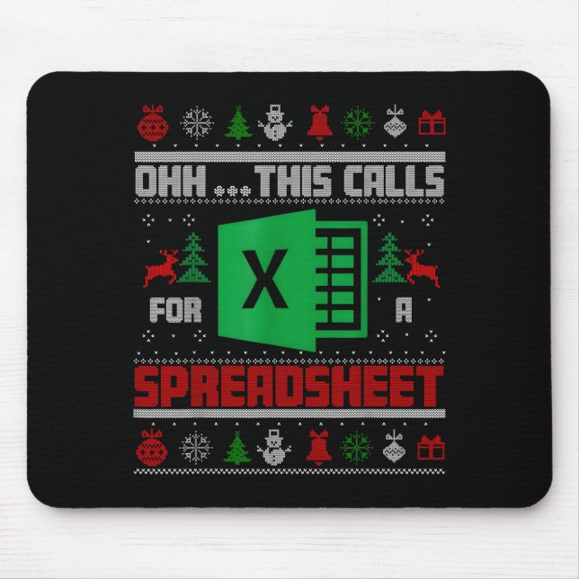 Alfombrilla De Ratón Oh This Calls For A Spreadsheet Christmas Sweater  (Frente)