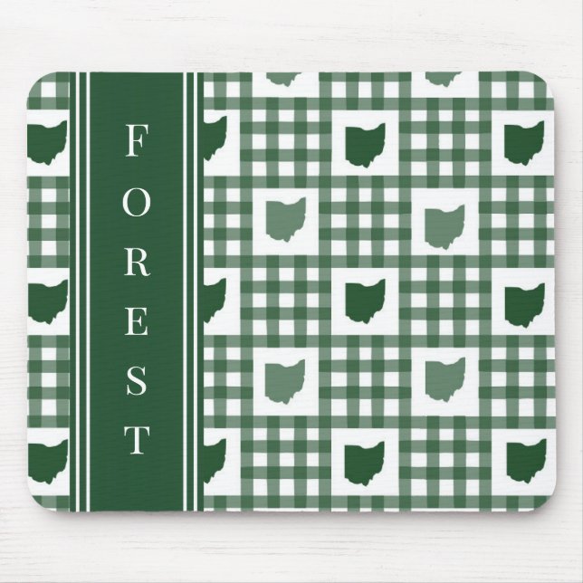 Alfombrilla De Ratón Ohio Gingham Verde (Frente)