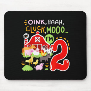 Alfombrilla De Ratón Oink Baa Moo Tengo 2 Animales de Granja Cumpleaños