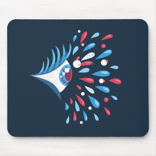 Alfombrilla De Ratón Ojo psicodélico del chapoteo colorido oscuro (Frente)