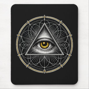 Alfombrilla De Ratón Ojo que todo lo ve Geometría Sagrada Negro