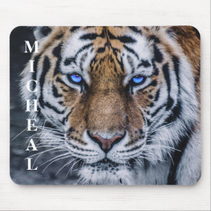 Alfombrilla De Ratón Ojos azules de tigre personalizados