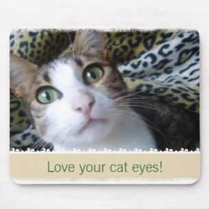Alfombrilla De Ratón Ojos verdes del gato - mousepad beige